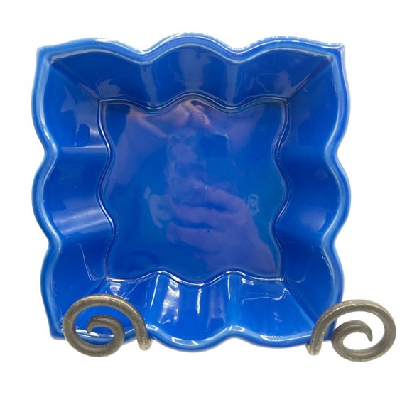 Chantal Talavera Square Baking Dish Collection Blue 2006 Pottery Scalloped Edge - Picture 2 of 9